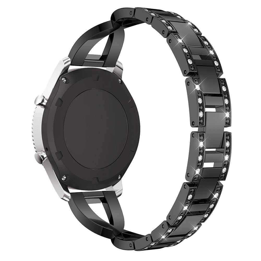 X-shaped Diamond-studded Solid Stainless Steel Wrist Strap Watch Band for Samsung Gear S3 (Black)