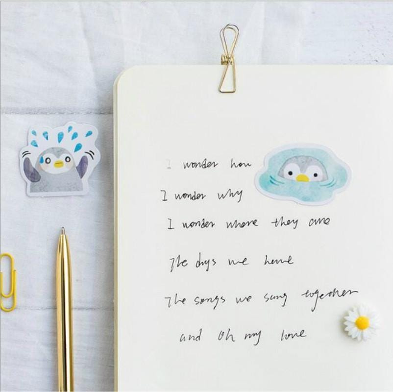 2 PCS Little Penguin Student Diary Decorative Seal