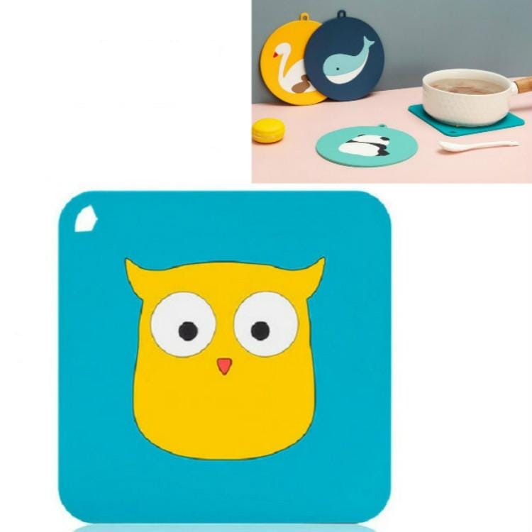 10 PCS Anti-scald and Heat-resistant Placemats Home Waterproof and Oil-proof Table Mats Silicone Coasters, Size:Large, Style:Owl