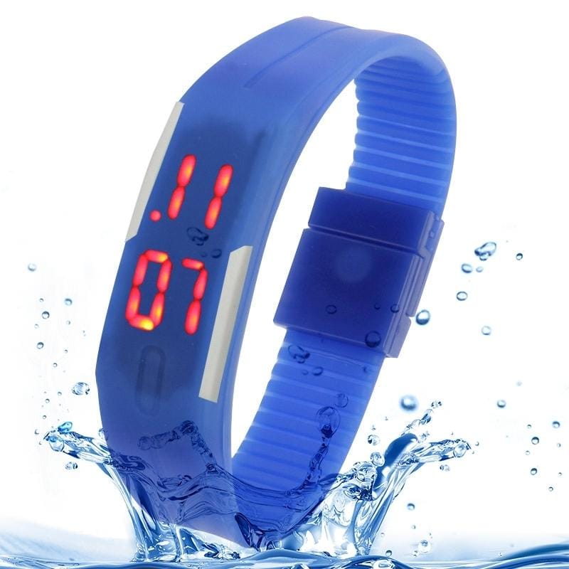 Fashion Waterproof Silicone Bracelet Watch with LED Display (Dark Blue)