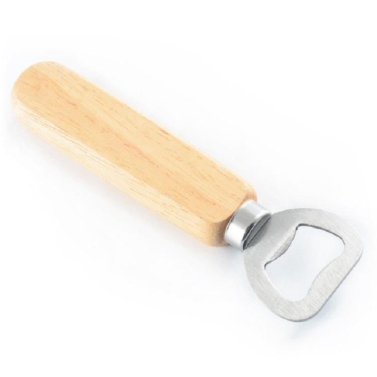 2 PCS Stainless Steel Beer Bottle Opener with Rubber Wood Handle Creative Gift Soda Bottle Driver