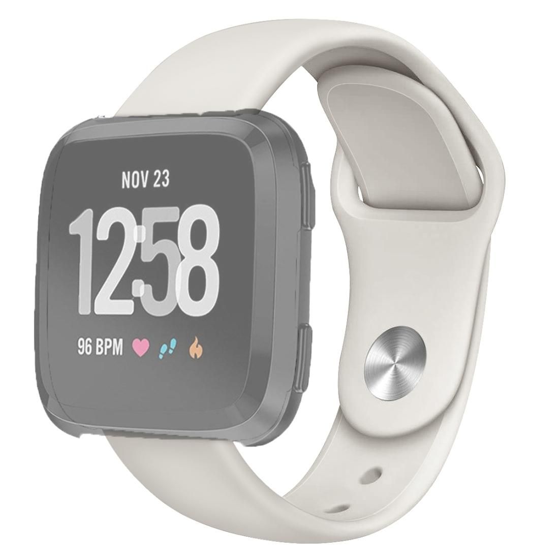 For Fitbit Versa 2 / Fitbit Versa / Fitbit Versa Lite Solid Color Silicone Replacement Strap Watchband, Size:L (Apricot)