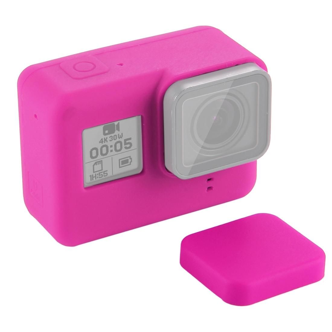 Silicone Protective Case with Lens Cover for GoPro HERO7 Black /7 White / 7 Silver /6 /5 (Magenta)