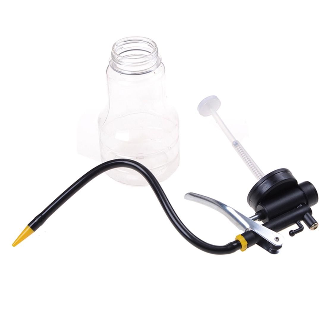 250cc Transparent High Pressure Pump Oiler Lubrication Oil Can Plastic Machine Oiler Grease 245mm Length flex Gun (Long mouth hose)