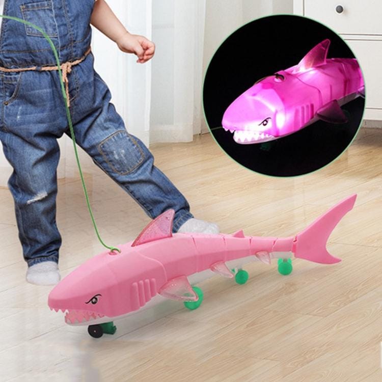Electric Universal Luminous Belt Music Leash Shark Toy (Pink)