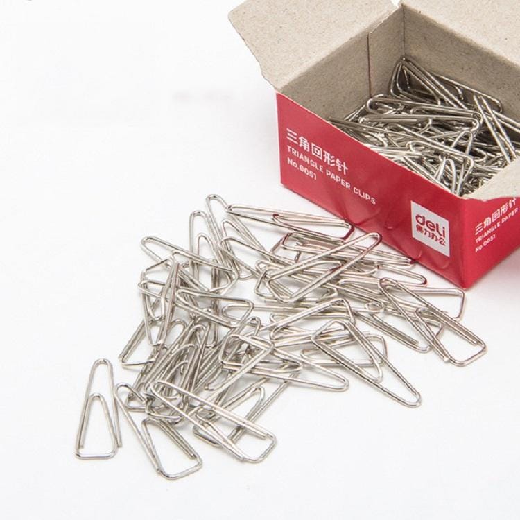 12 PCS 100 Pieces/Box Deli 0051 Metal Triangle Paper Clip Paper Clip Thickened Electroplating Is Not Easy To Rust
