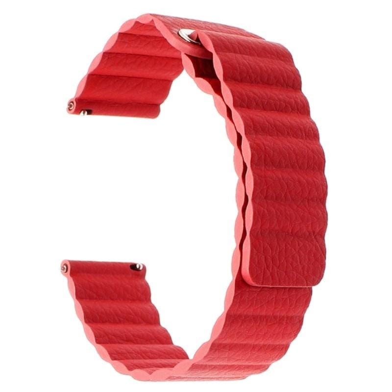 Suitable For Samsung Gear S2 / Active2 Smart Watch Strap Universal 20mm Magnetic Buckle Leather Replacement Wrist Strap (red)