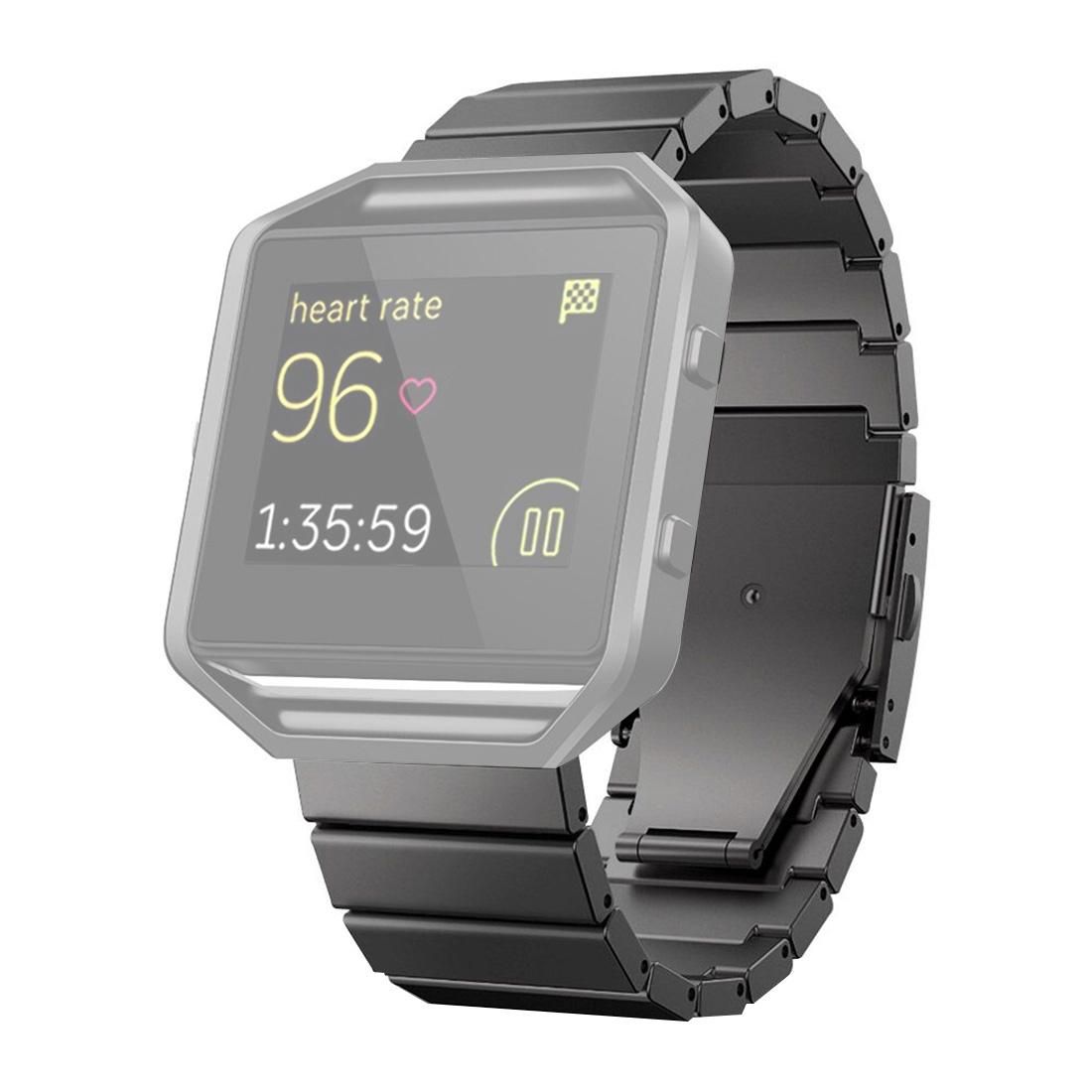 For Fitbit Blaze Watch Custom Butterfly Closure Stainless Steel Watchband (Silver)