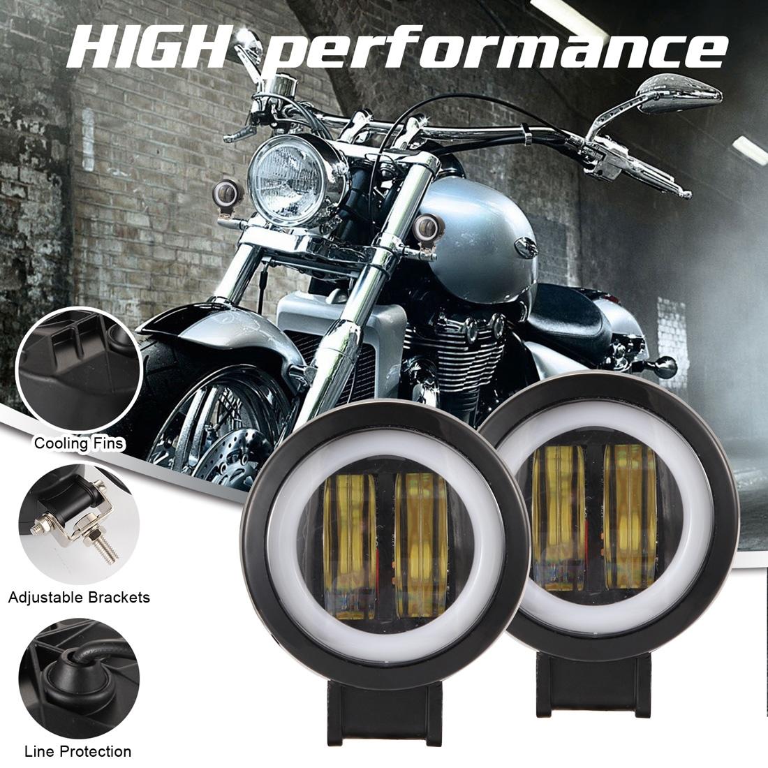 2 PCS 3 inch 27W 2500LM 6000K DC 10-80V IP68 Motorcycles Round Shape LED Spotlight Angel Eye Work Lights