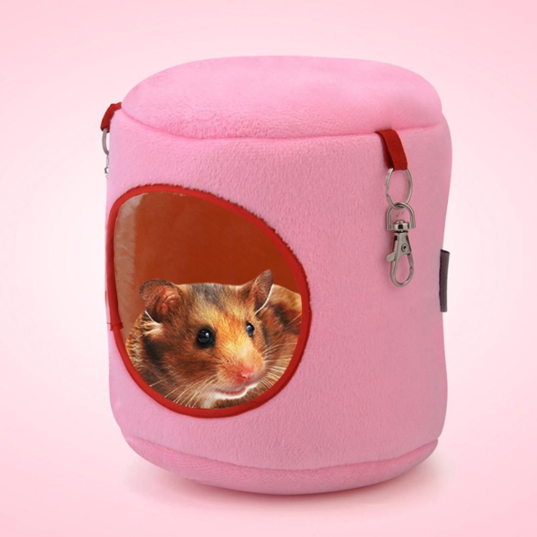 Flannel Cylinder Pet House Warm Hamster Hammock Hanging Bed Small Pets Nest, XL, Size:21*21*21cm (Pink)