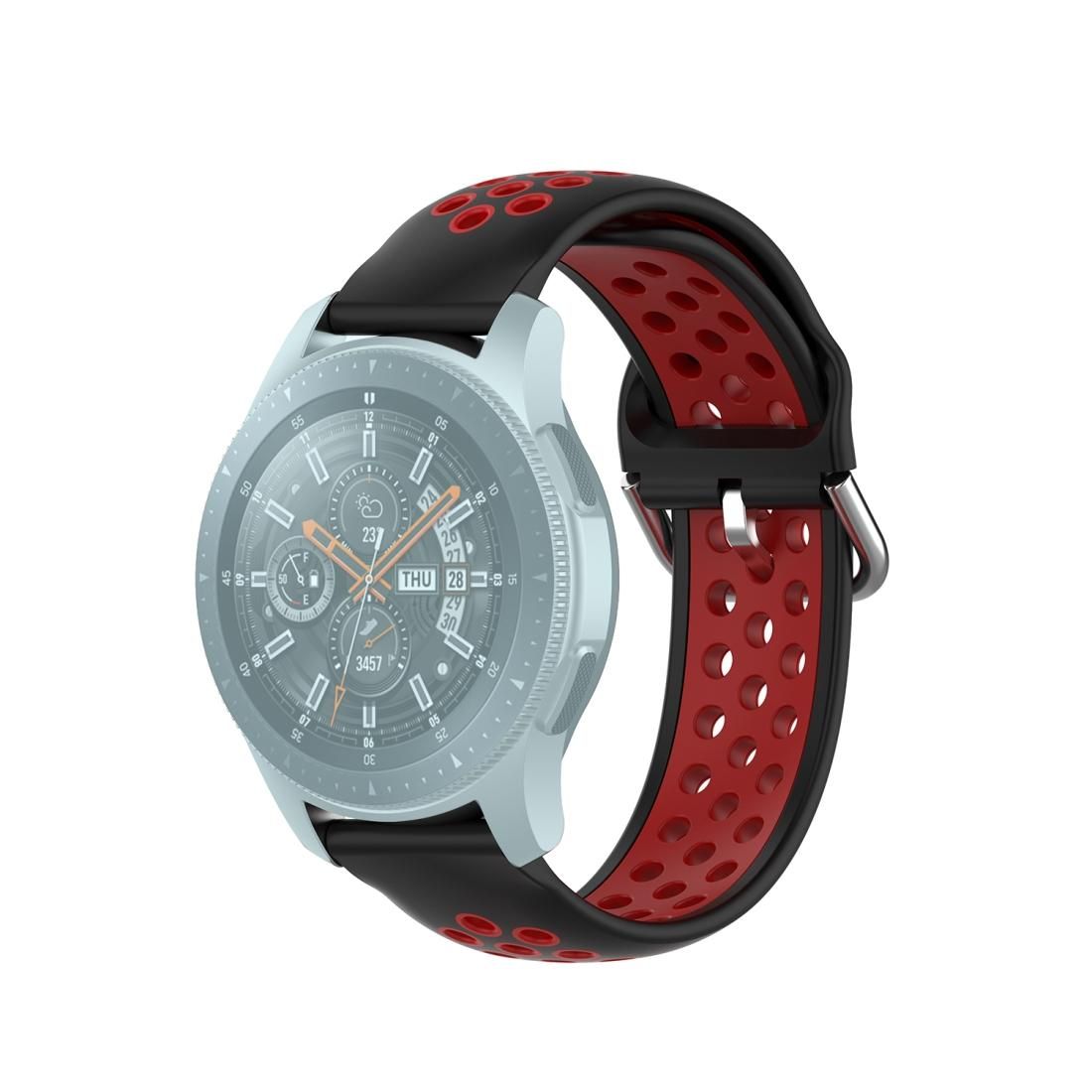 For Huawei Watch GT2 / Honor Magic Watch 2 46mm Universal Sports Two-tone Silicone Replacement Wrist Strap (Black Red)