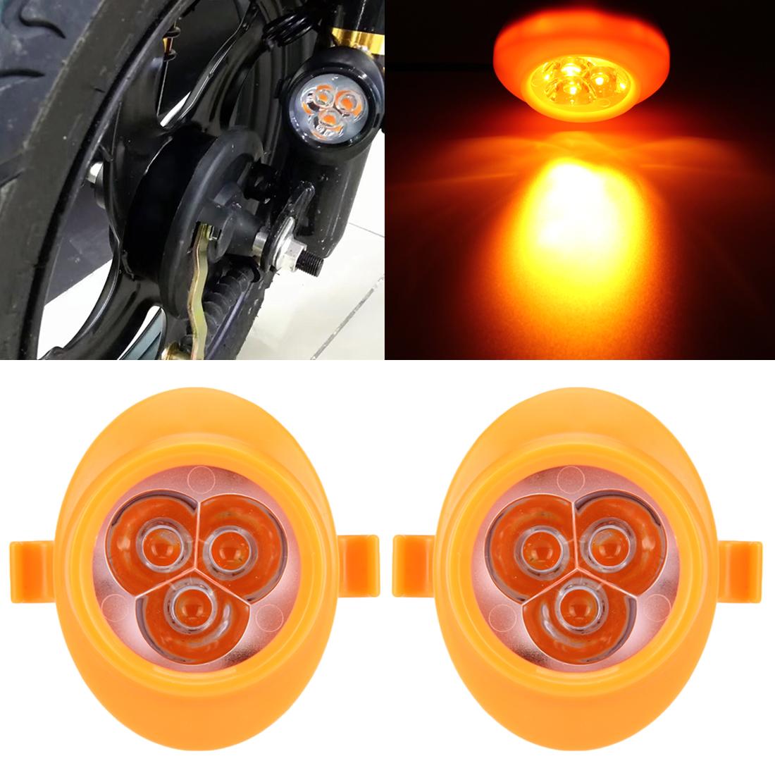 2 PCS DC 12V 2W Motorcycle Front Shock Absorber Light with 3 SMD-2835 LED Bulbs, White Light (Orange)