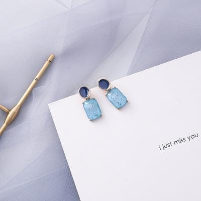 Summer Blue Geometric Acrylic Hollow Drop Earrings for Women Party Beach Jewelry (10911B)