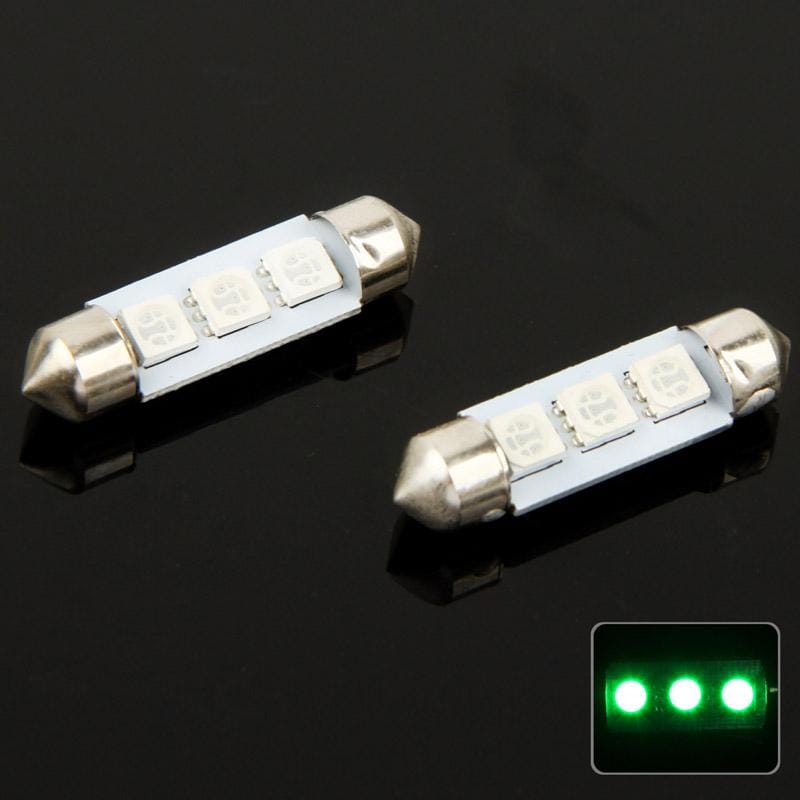 1 Pair 39mm White 3 LED 5050 SMD Car Signal Light Bulb (Style3)