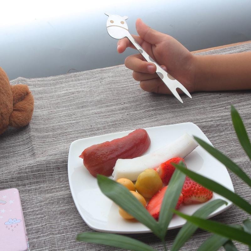 5 PCS Stainless Steel Cartoon Animal Fruit Fork (410 Whale Spoon)