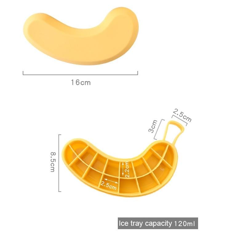 DIY Ice Cube Mold Creative Fruit Shape Ice Box with Lid, Style:Banana (Green)