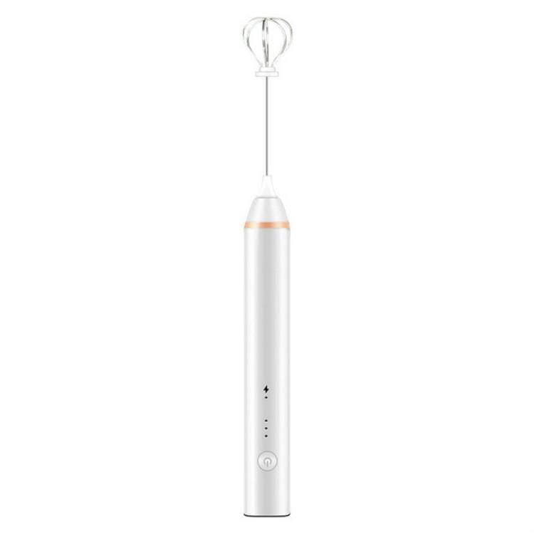 Portable 3 Gears Adjustable Handheld Milk Frother USB Foam Maker Rechargeable Electric Egg Beater (White)