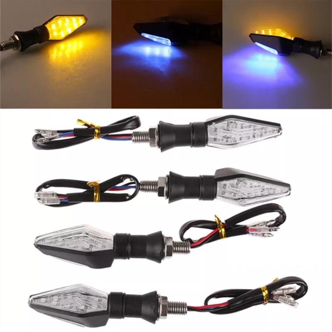 4 PCS DC 12V Motorcycle Front 9-LED + Back 3-LED Turn Signal Indicators Blinker Light, (Style1)