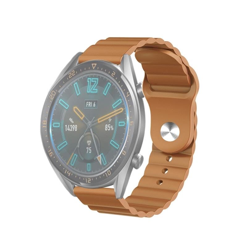 22mm For Huawei Watch GT2e / GT2 46mm Reverse Buckle Wave Silicone Strap (Brown)