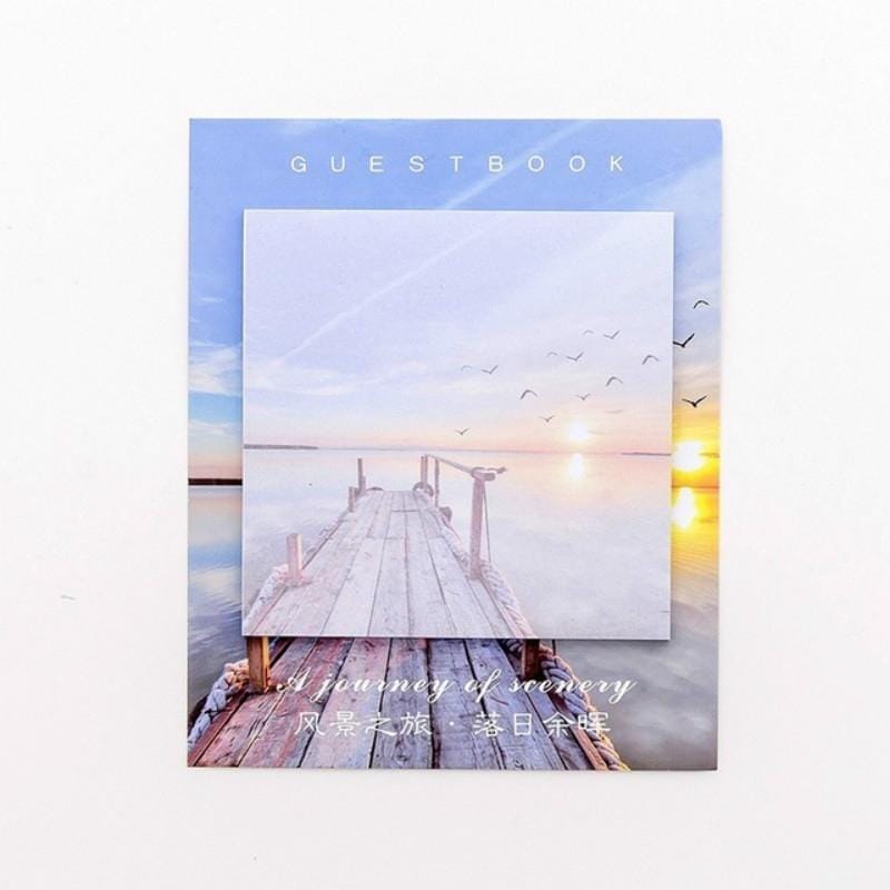 15 PCS Scenery Tour Memo Pad Paper Post Notes Sticky Notes Notepad Stationery ( Sunset afterglow)