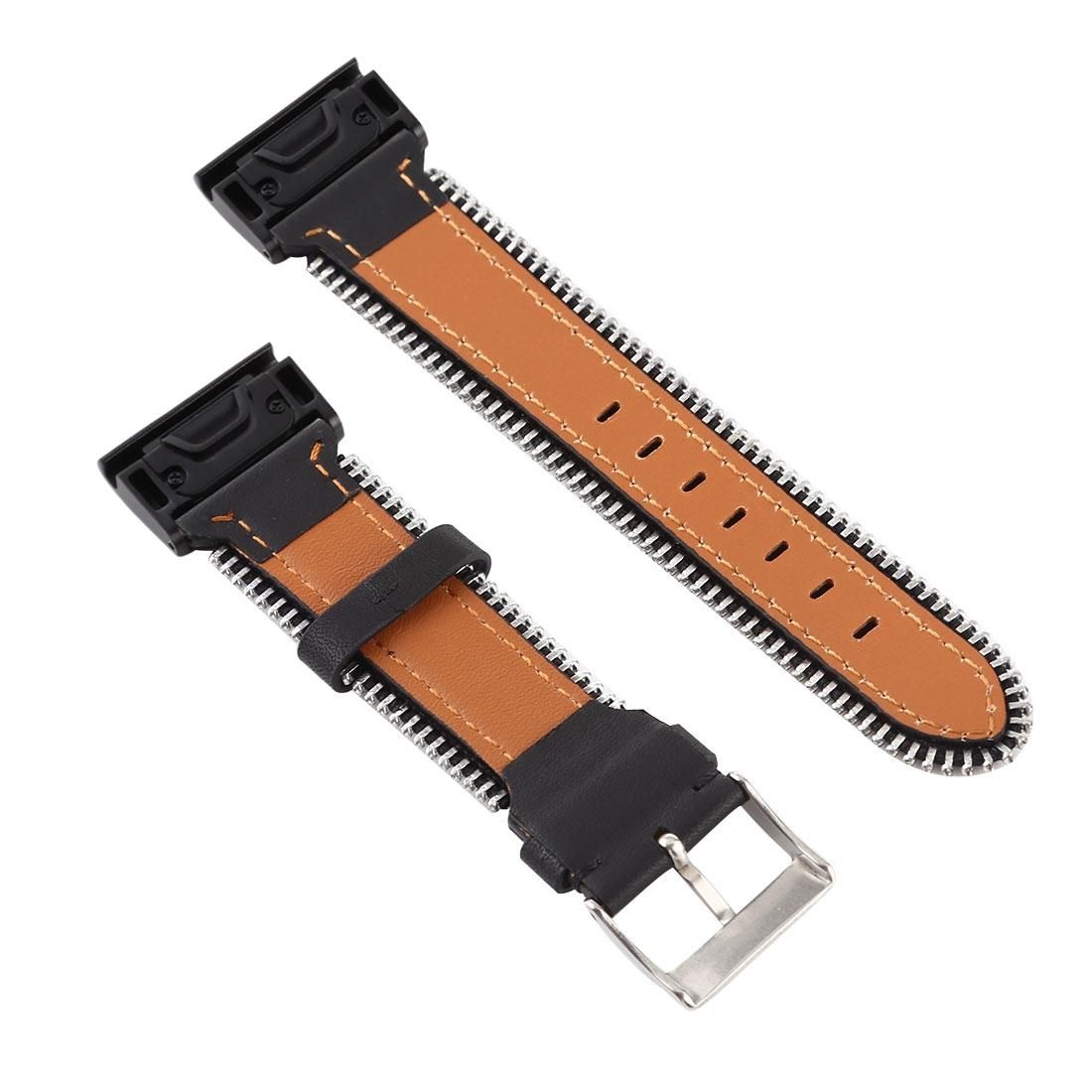 For Garmin Fenix 5X Zipper Leather Watchband (White)