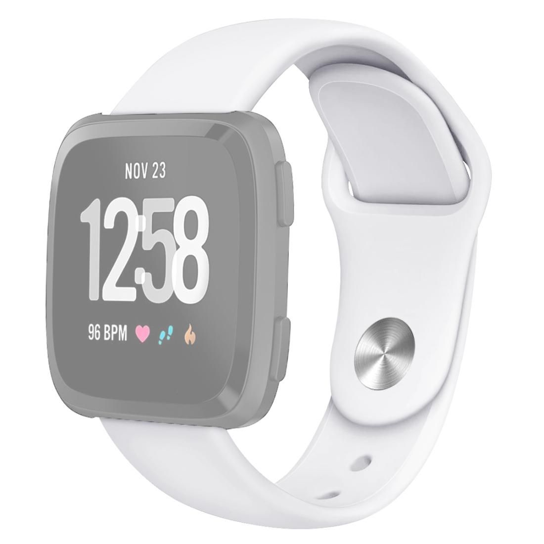 For Fitbit Versa 2 / Fitbit Versa / Fitbit Versa Lite Solid Color Silicone Replacement Strap Watchband, Size:S (White)