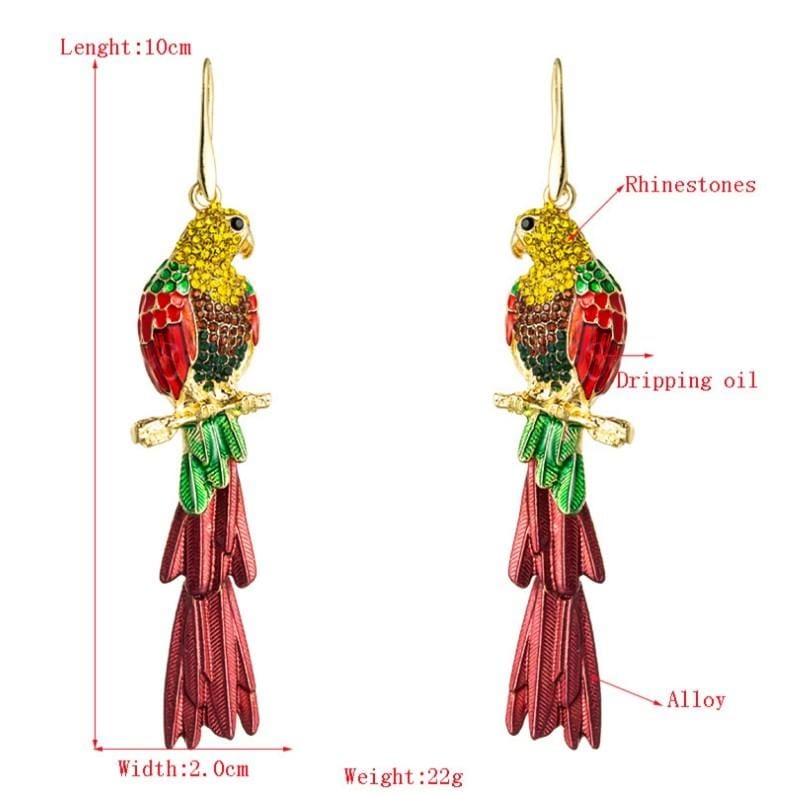 Ethnic Style Parrot Earrings Female Exaggerated Personality Animal Earrings