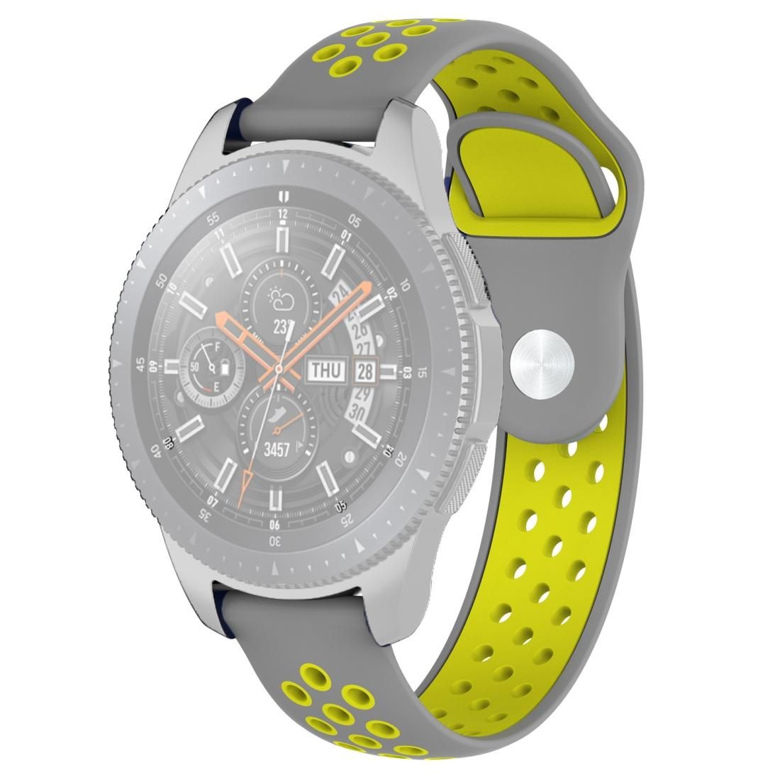 Double Color Wrist Strap Watch Band for Galaxy Watch 46mm (Yellow + Grey)