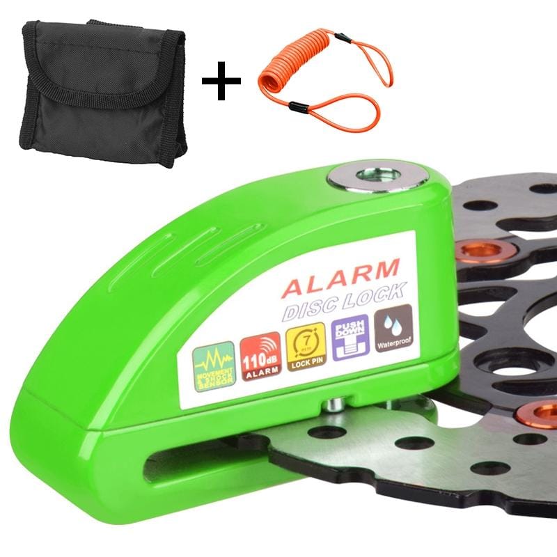 Motorcycles / Bicycle Anti-theft Lock Alarm Disc Brakes Lock with Cable and Bag (Green)