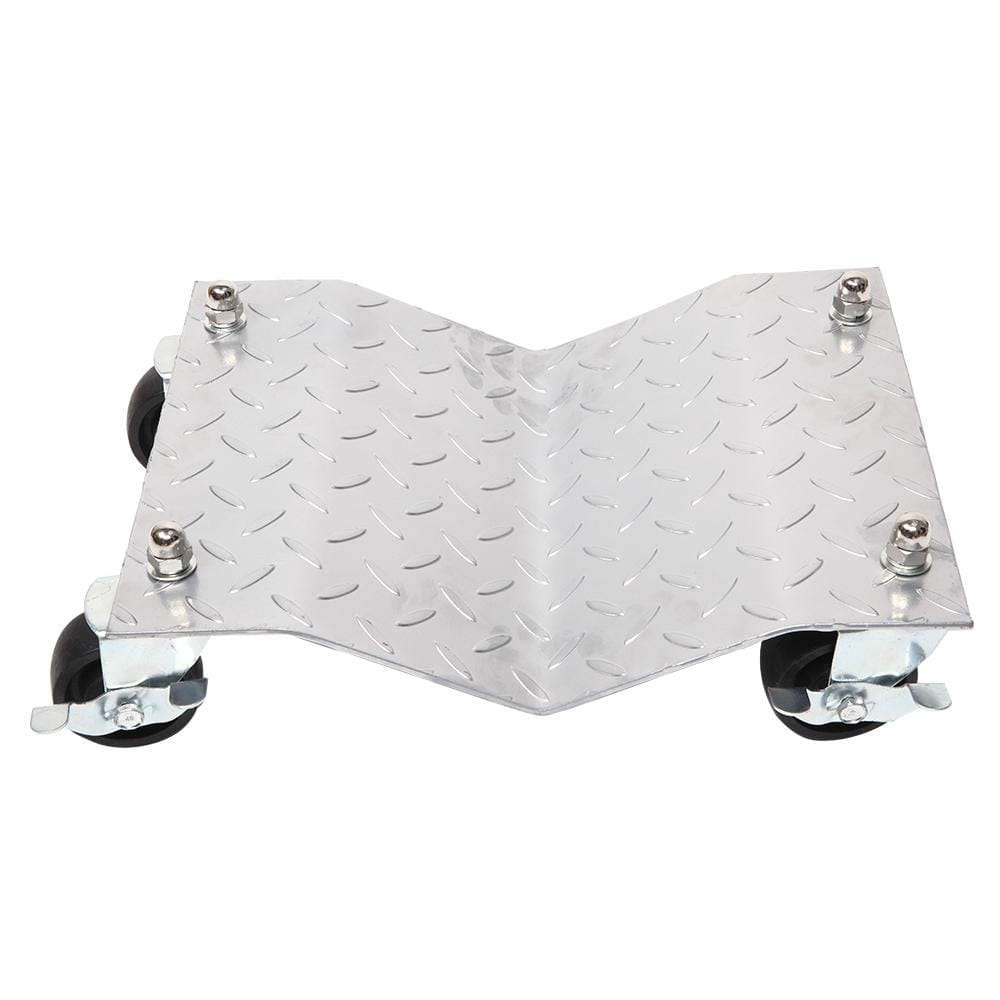 4 PCS V-shaped Non-slip Diamond Car Wheel Dolly with 3 inch Casters & Brakes, Bearable Weight: 1000lbs (Silver)