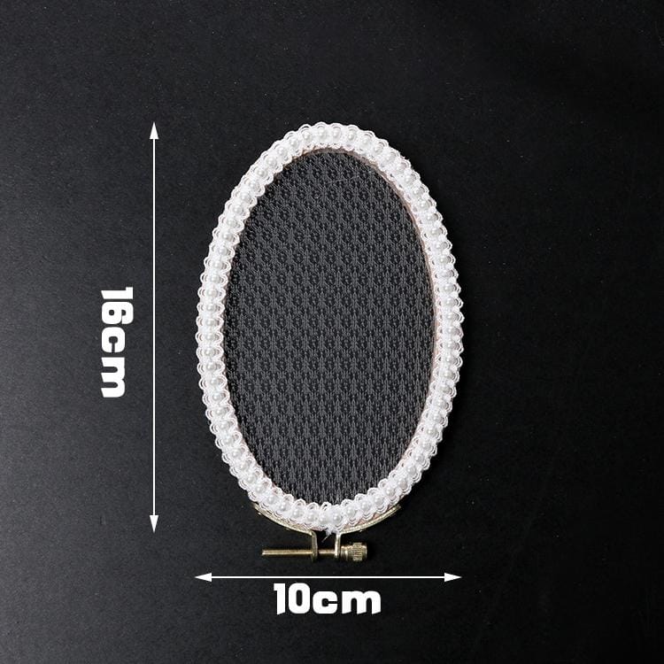 Oval Embroidery Shed Lace Pad Jewelry Rack Earrings Storage Display Stand, Light Yarn Pearl Version, Size: S (Wood)