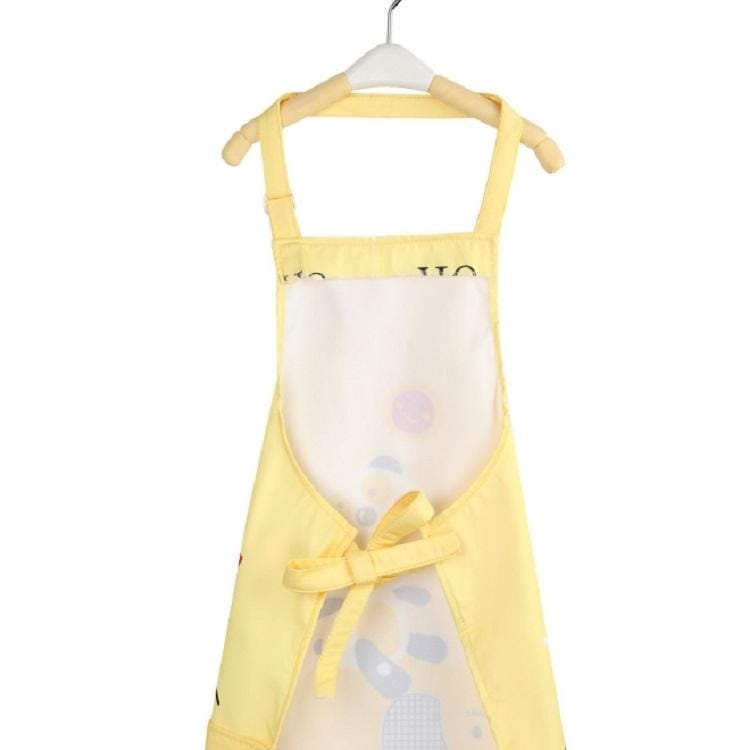 Cartoon Bear Waterproof Apron Disposable Wash Clothes for Children with Oversleeve (Green)