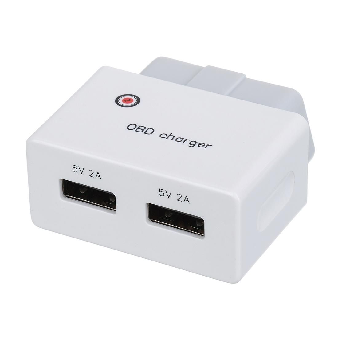 SP-162 OBD-II Charger Uninterrupted Charger OBDII to USB Charger Dual USB Quick Charger 2.0 Output with Self-contained Protection Circuit