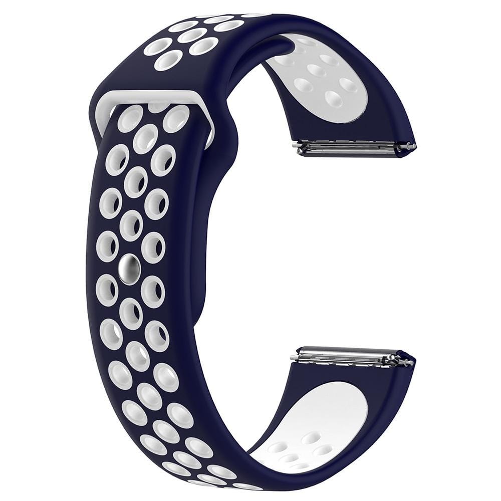 For Fitbit Versa Two-tone Silicone Replacement Wrist Strap Watchband (Dark Blue + White)