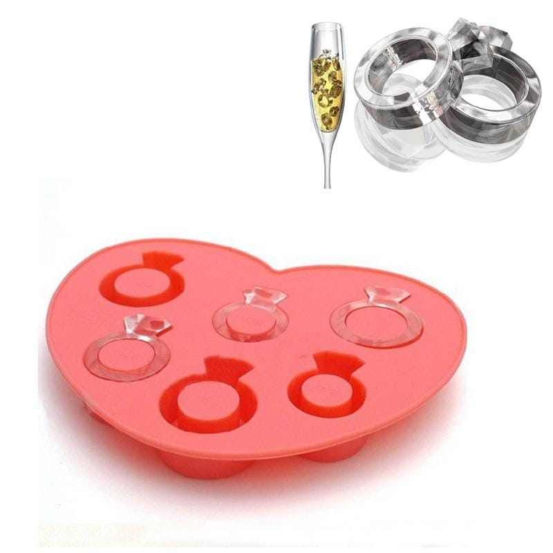 Silicone DIY Creative Ring Ice Mold Ice Box (Pink)