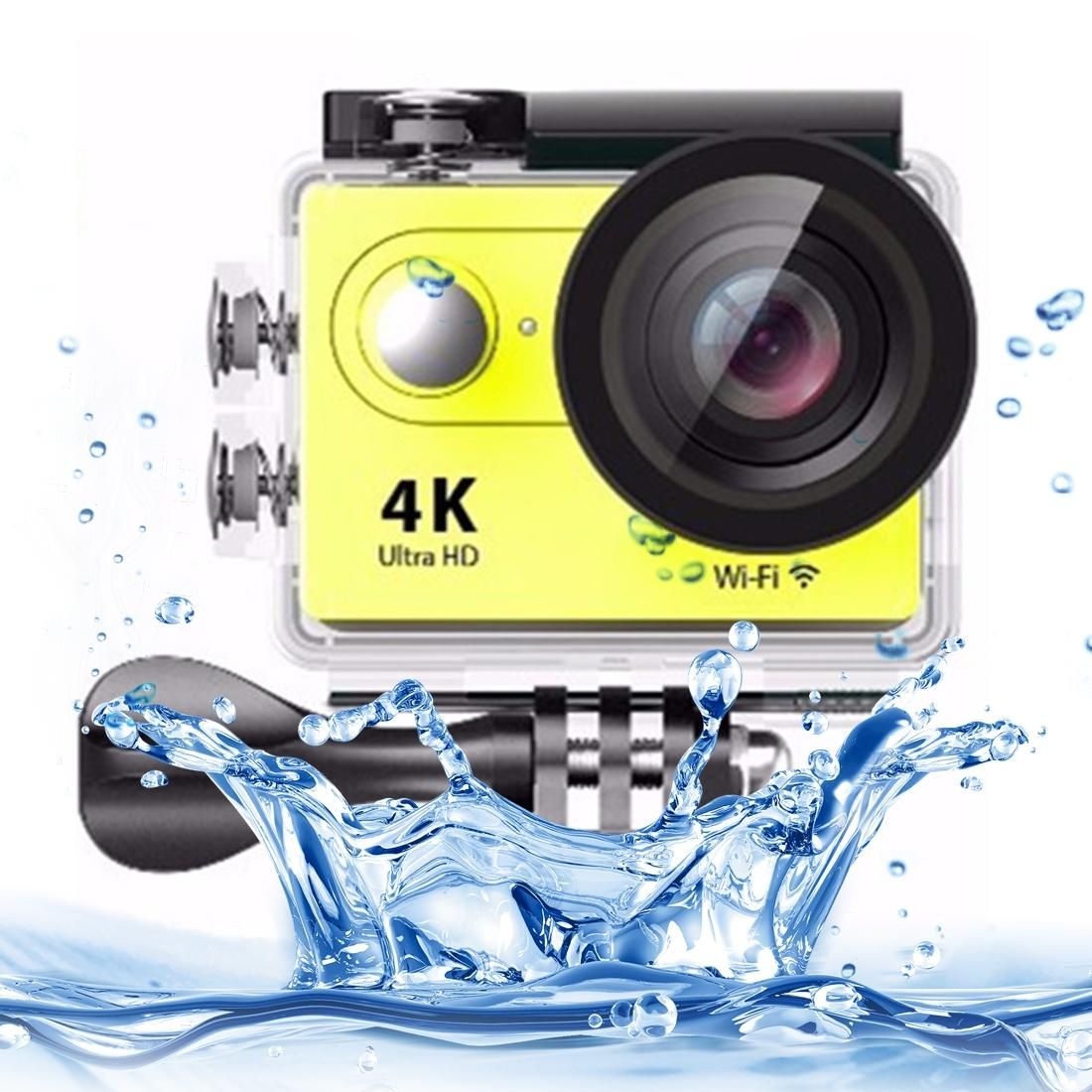 H9 4K Ultra HD1080P 12MP 2 inch LCD Screen WiFi Sports Camera, 170 Degrees Wide Angle Lens, 30m Waterproof (Yellow)