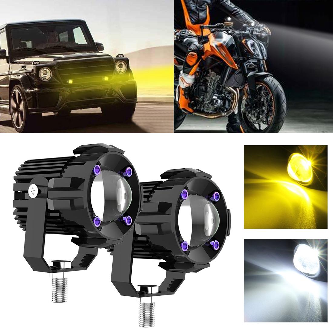 2 PCS DC9-36V / 15W / 6000K / 3000K / 2000LM Motorcycles Double Color Headlights
