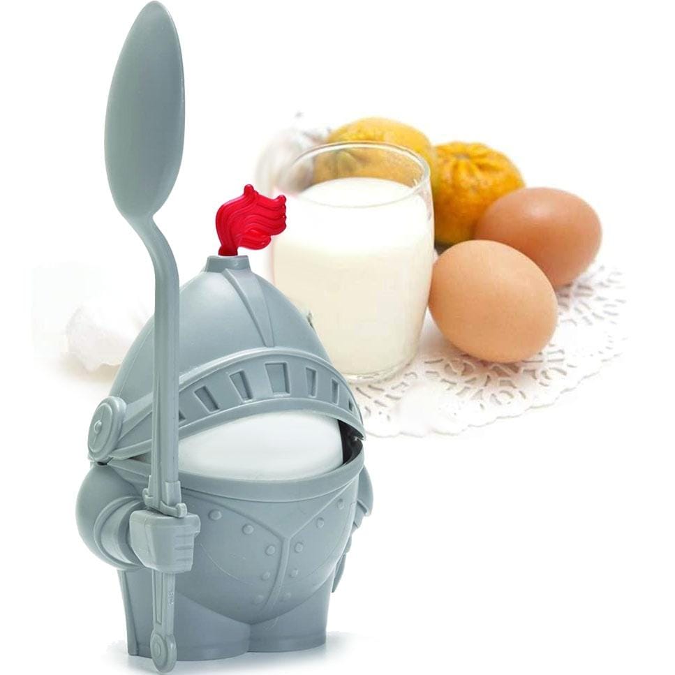 2 PCS Cartoon Knight Egg Cup Holder With Spoon Removable Warrior Egg Cup Holder