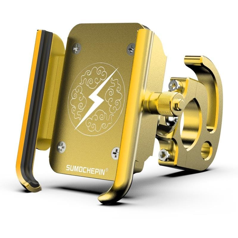 Motorcycle Aluminum Alloy Mobile Phone Bracket with Hook, Suitable for 4-6.5 inch Phones (Yellow)
