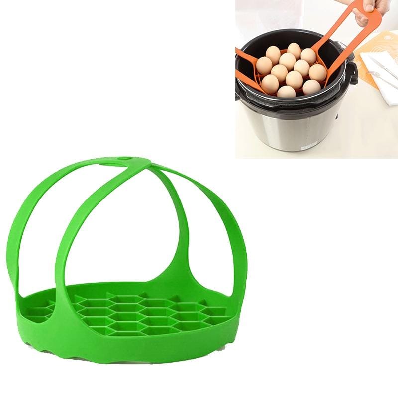 2 PCS Silicone Steamer Egg Cooker Silicone Steamer Basket, Size:6.5 Inches (Green)