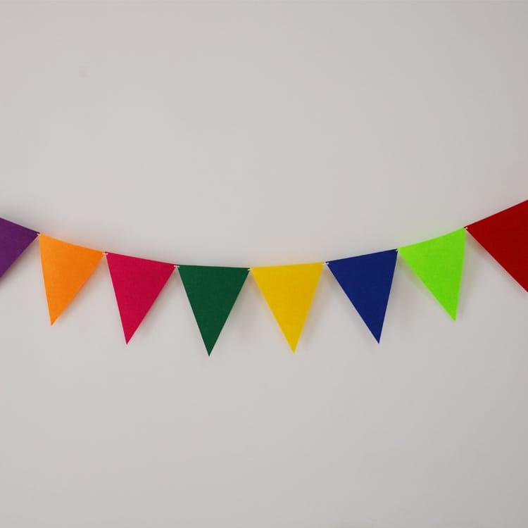 12 Flags Felt Bunting Multi-Colored Pennant Fabric Triangle - Brown Series