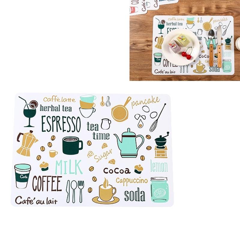 2 PCS Cartoon Non-slip Placemat Simple Printed Household Plastic Insulation Pad Waterproof and Heat-resistant Bowl Mat (Beige Red)