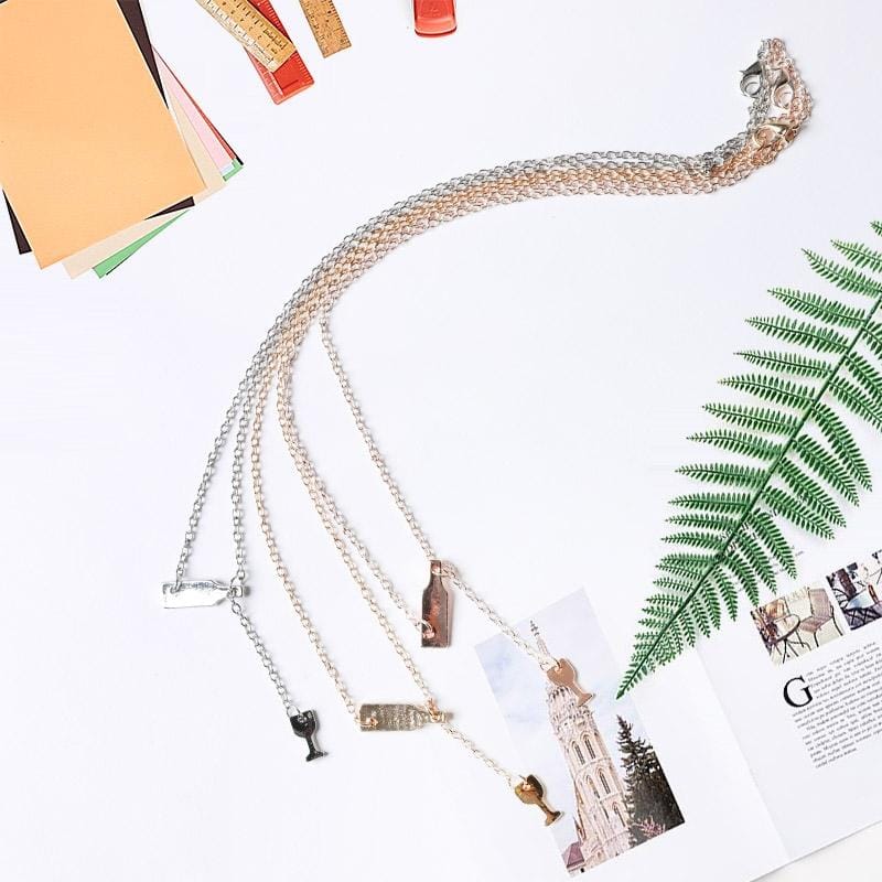 Women Fashion Jewelry Beer Cup Long Pendant Wine Necklace (sliver)