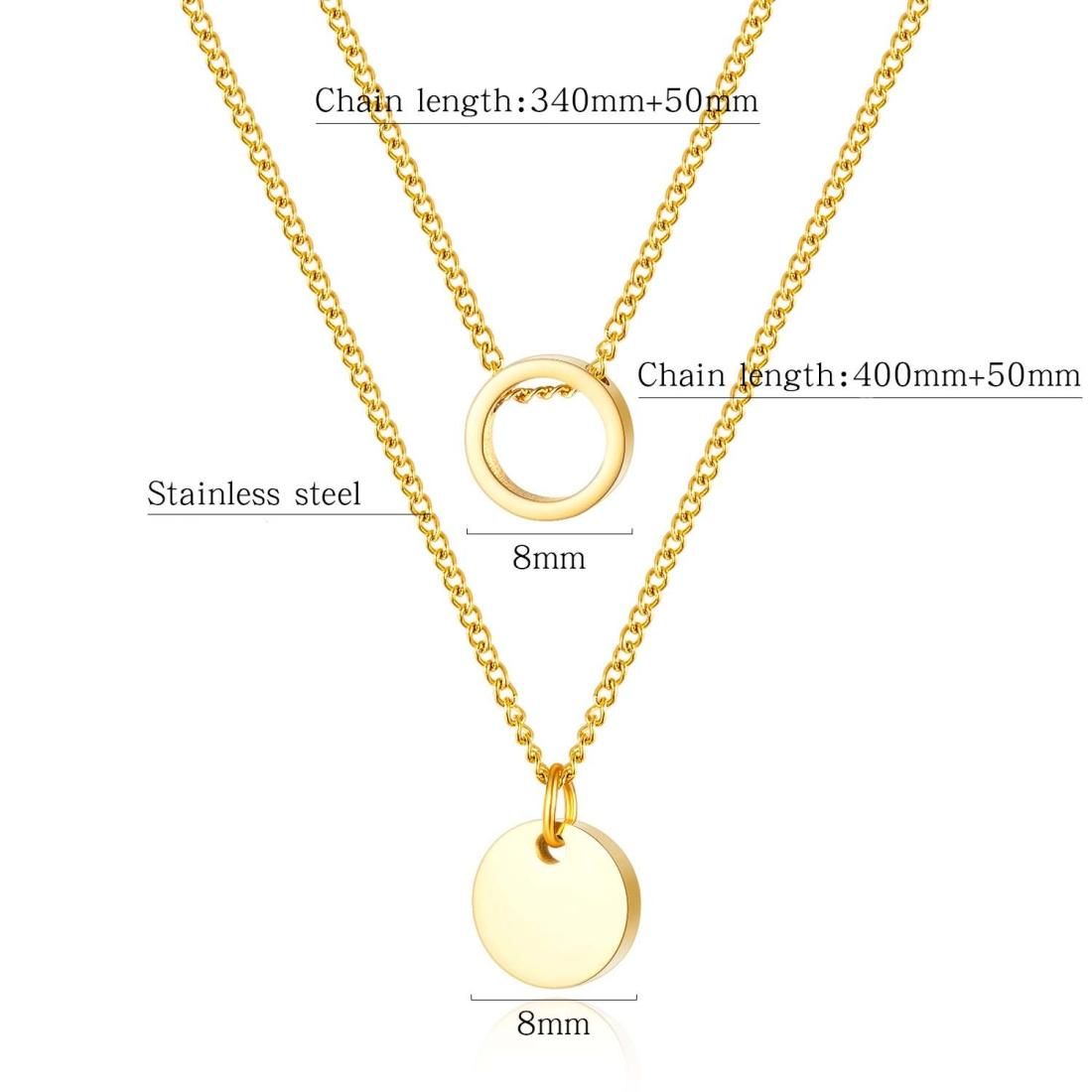 OPK 1657 Simple Double-layer Ring Necklace Geometric Round Pendant Clavicle Chain Jewelry