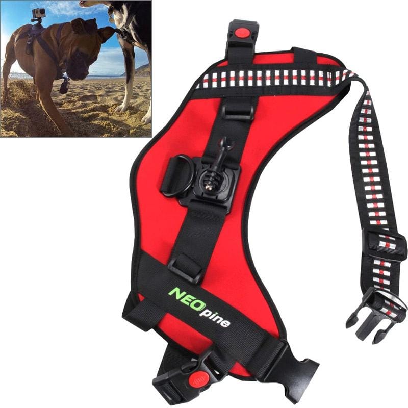 NEOpine Dog Fetch Hound Harness Adjustable Chest Strap Belt Mount for GoPro HERO 4 / 3+ / 3 / 2 / 1 (Red)