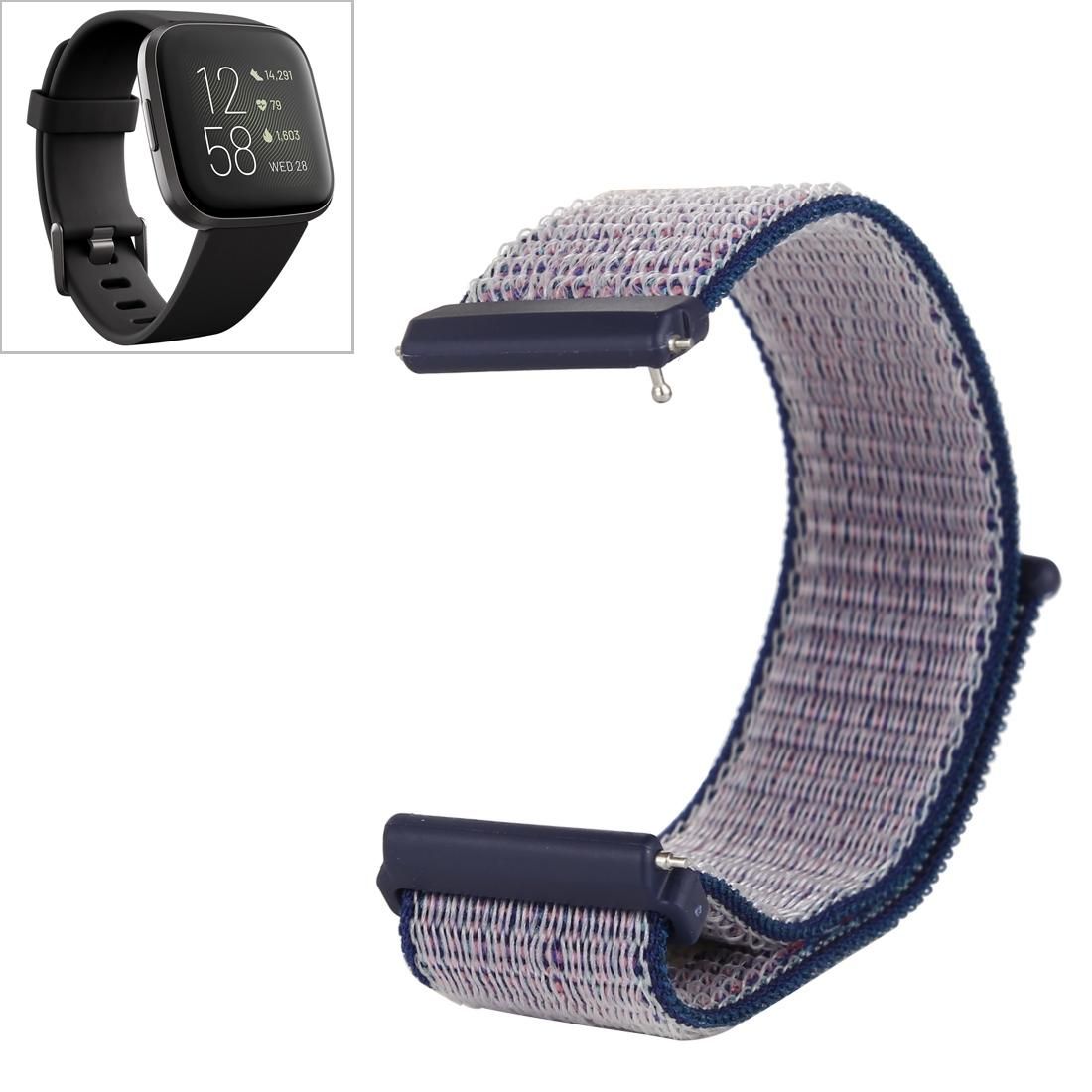 For Fitbit Versa / Versa 2 Nylon Watchband with Hook and Loop Fastener (Blue Grey)