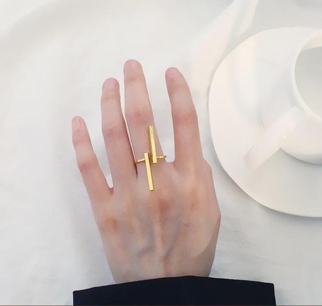 Creative Simple Geometry Opening Finger Rings Personality Jewelry (Gold)