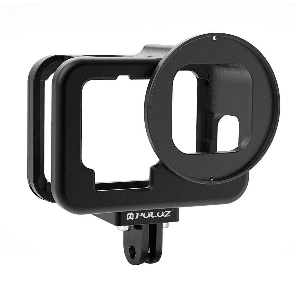 PULUZ for GoPro HERO9 Black Thin Housing Shell CNC Aluminum Alloy Protective Cage with Insurance Frame & 52mm UV Lens (Black)