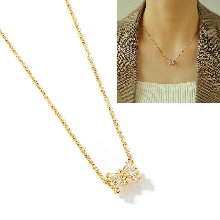 OPK Creative Personality Diamond Necklace Clavicle Chain Jewelry (Gold)