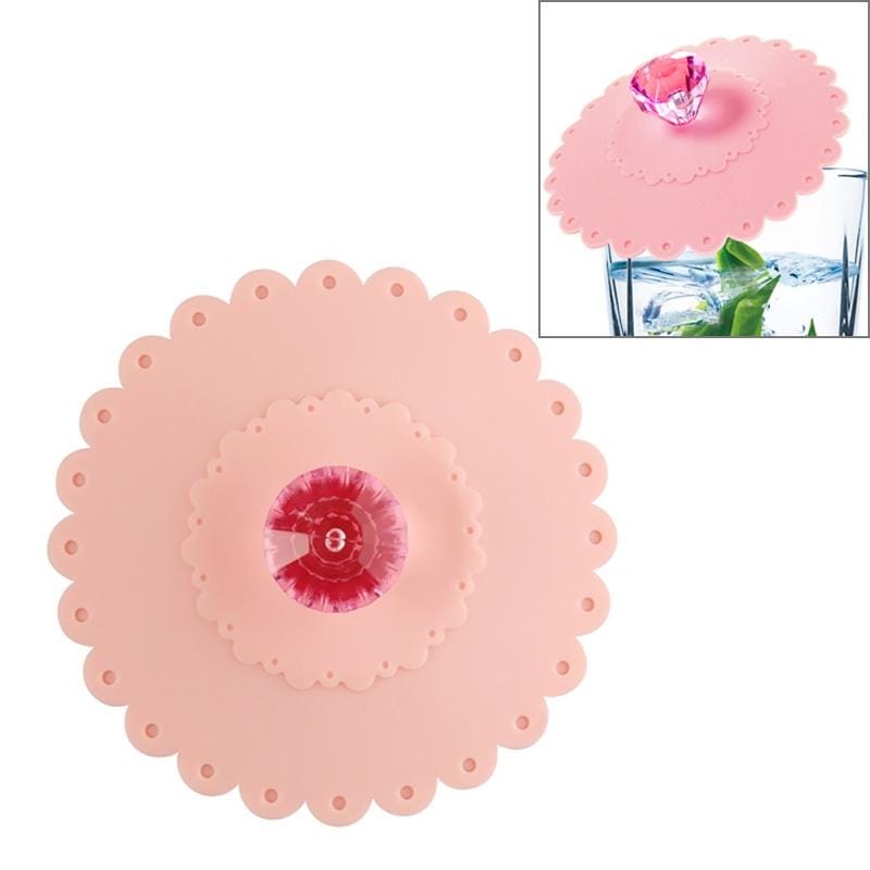 Lace Edge Dust-proof Environmental Protection Silicone Cup Cap (Peach Pink)